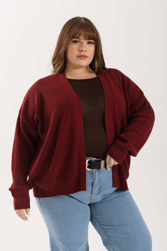 Cardigan bordo tejido