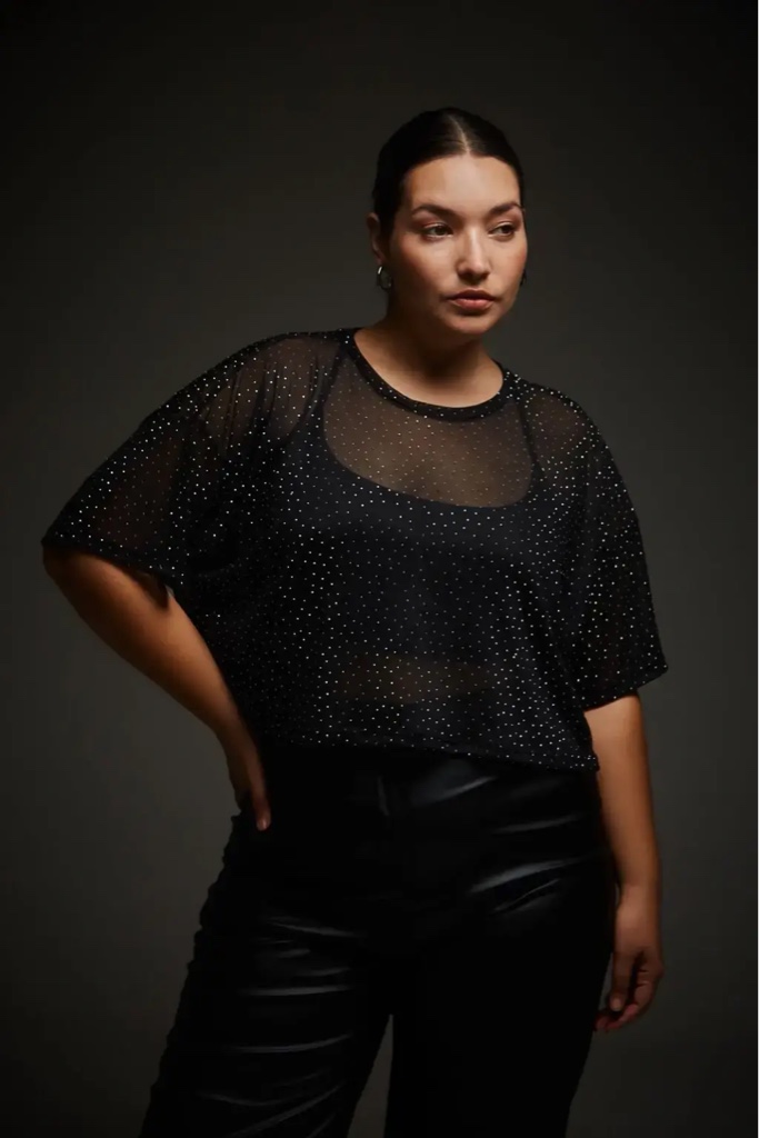 Top negro transparente