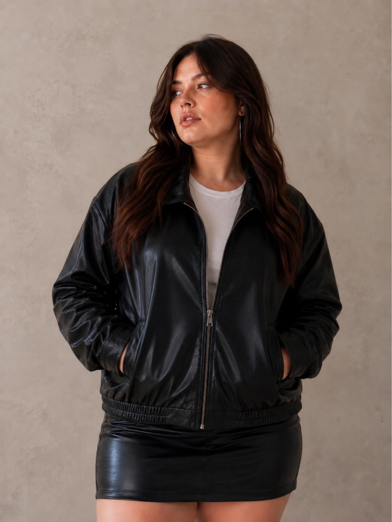 Chaqueta negra eco cuero bomber