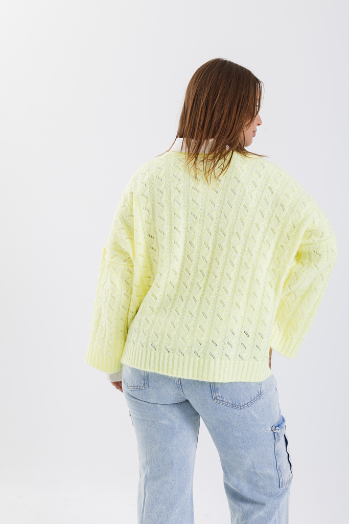 Sweater amarillo flúor tejido