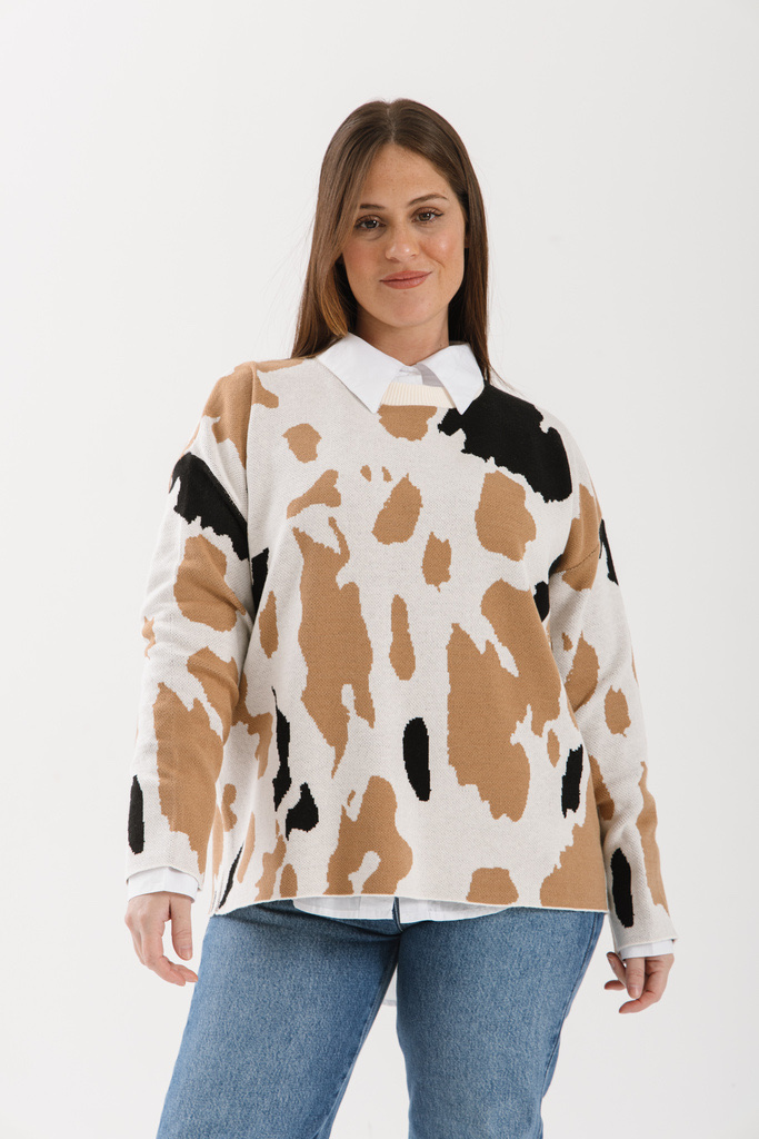 Sweater estampado beige