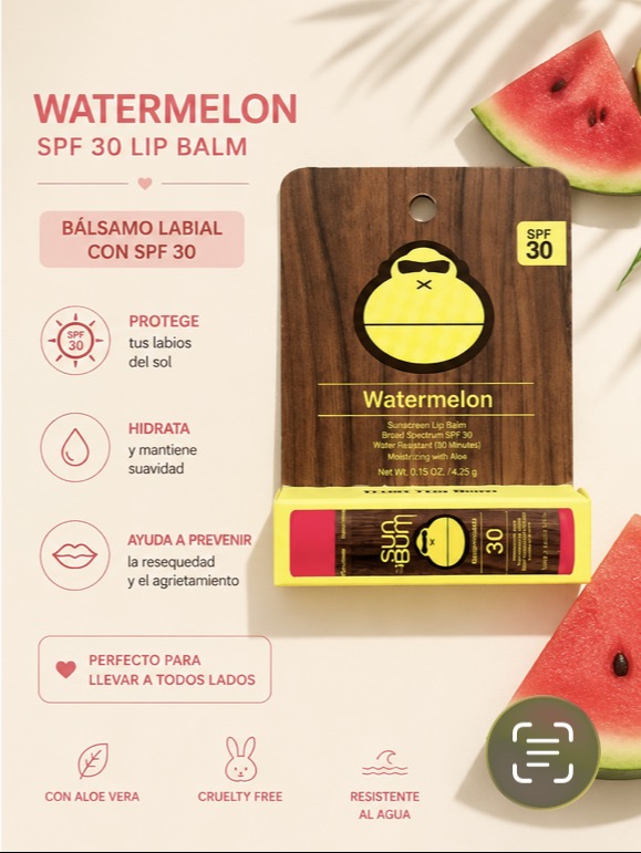 Balsamo labial spf 30 de sandía