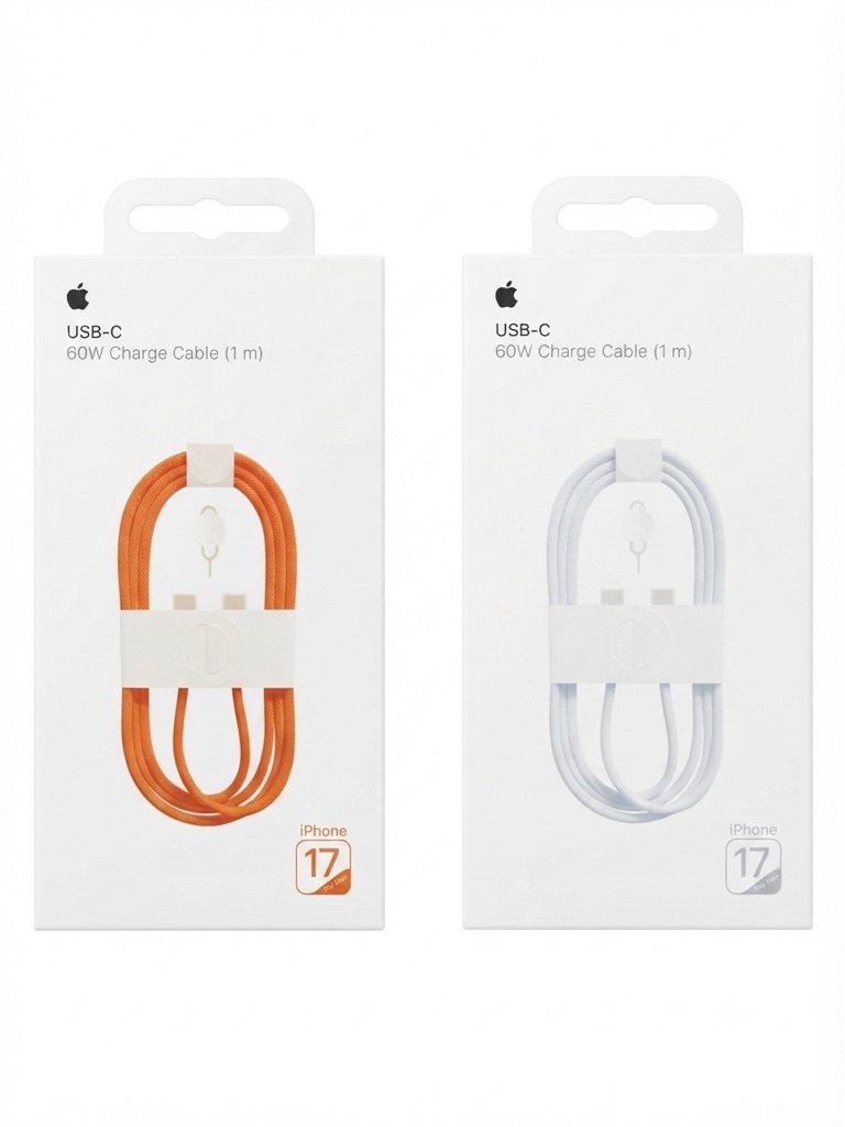 Cable Trenzado USB-C a USB-C 60W (1 Metro, Colores Naranja o Blanco) | Calidad Premium