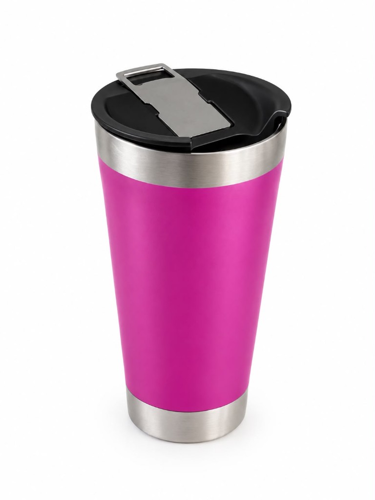 Copo térmico com tampa e abridor de 473ml- rosa magenta