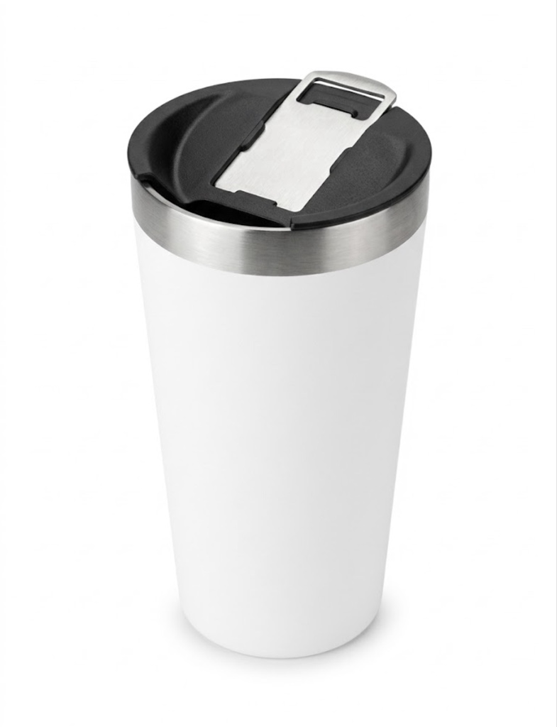 Copo térmico com abridor 473 ml - branco