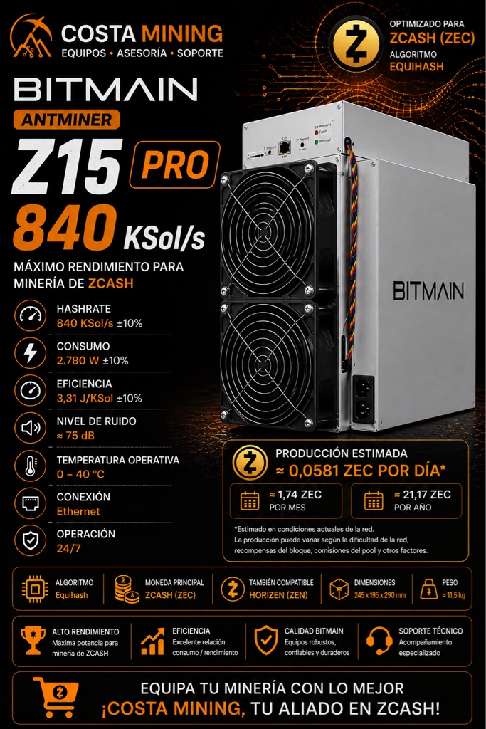 Bitmain Z15 PRO de 840Ksl