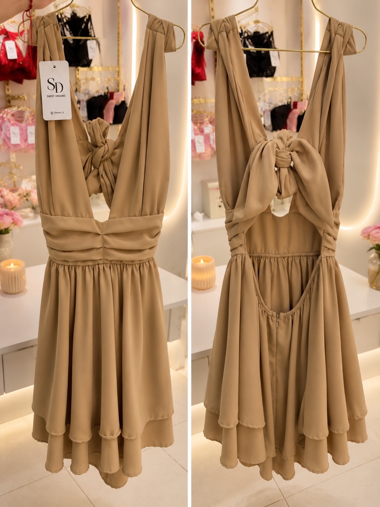 Vestido beige corto
