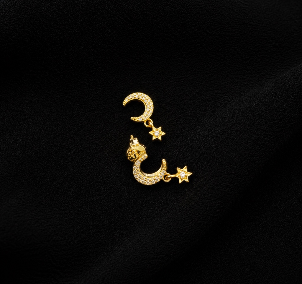 Aretes de luna y estrella sol