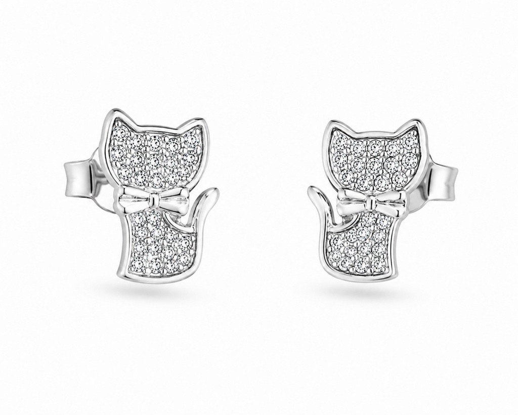 Aretes de mariposa flor, gato