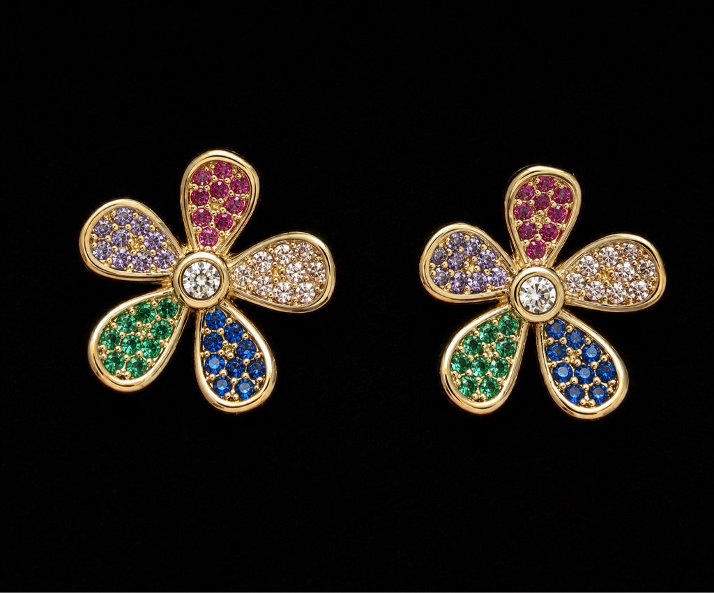 Aretes de flor de colores OL