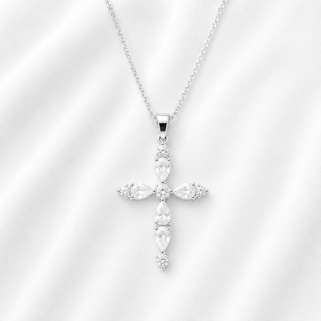 Dije de Cruz piedra blanca
