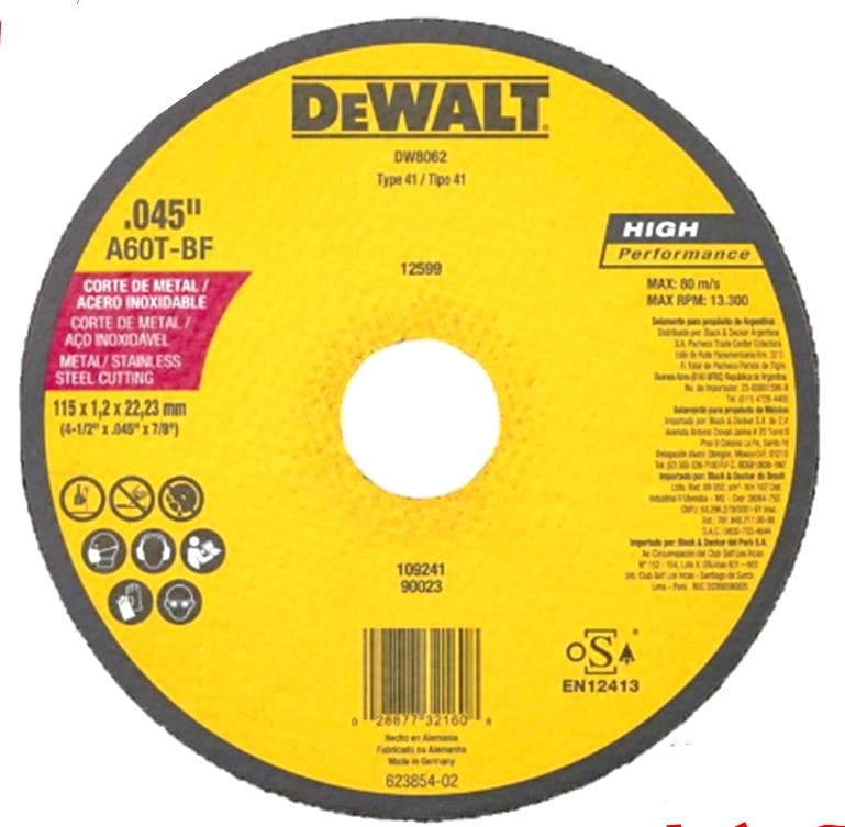 Disco dwalt 7 x 1/16 corte