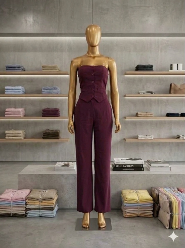 Conjunto de calça vinho