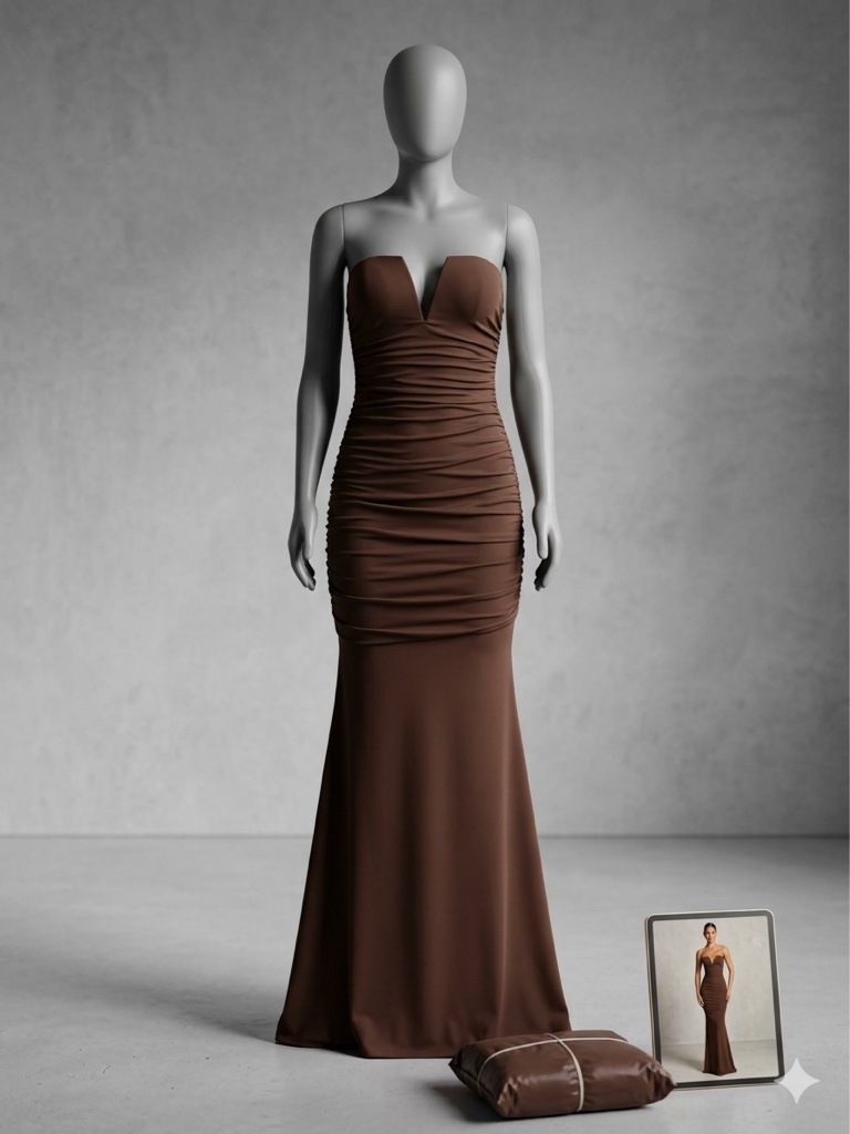 Vestido longo poliamida