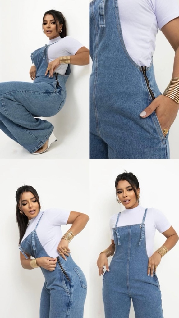 Macacão jeans longo