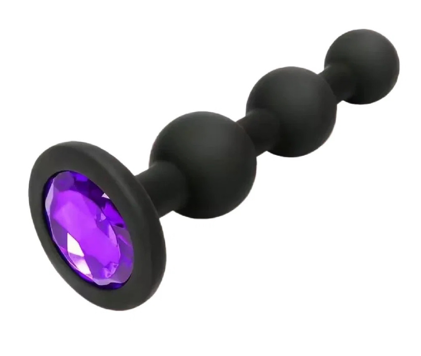 Plug anal negro con gema morada