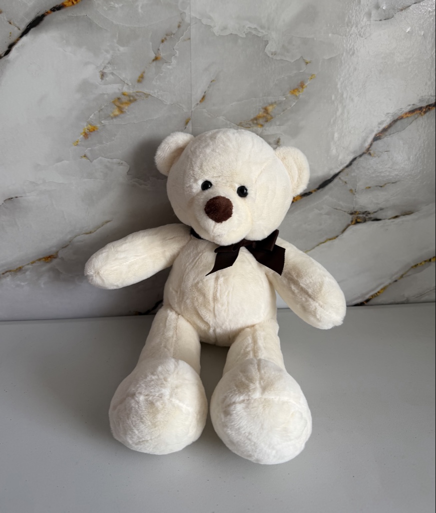 Oso patas largas, blanco 37cm