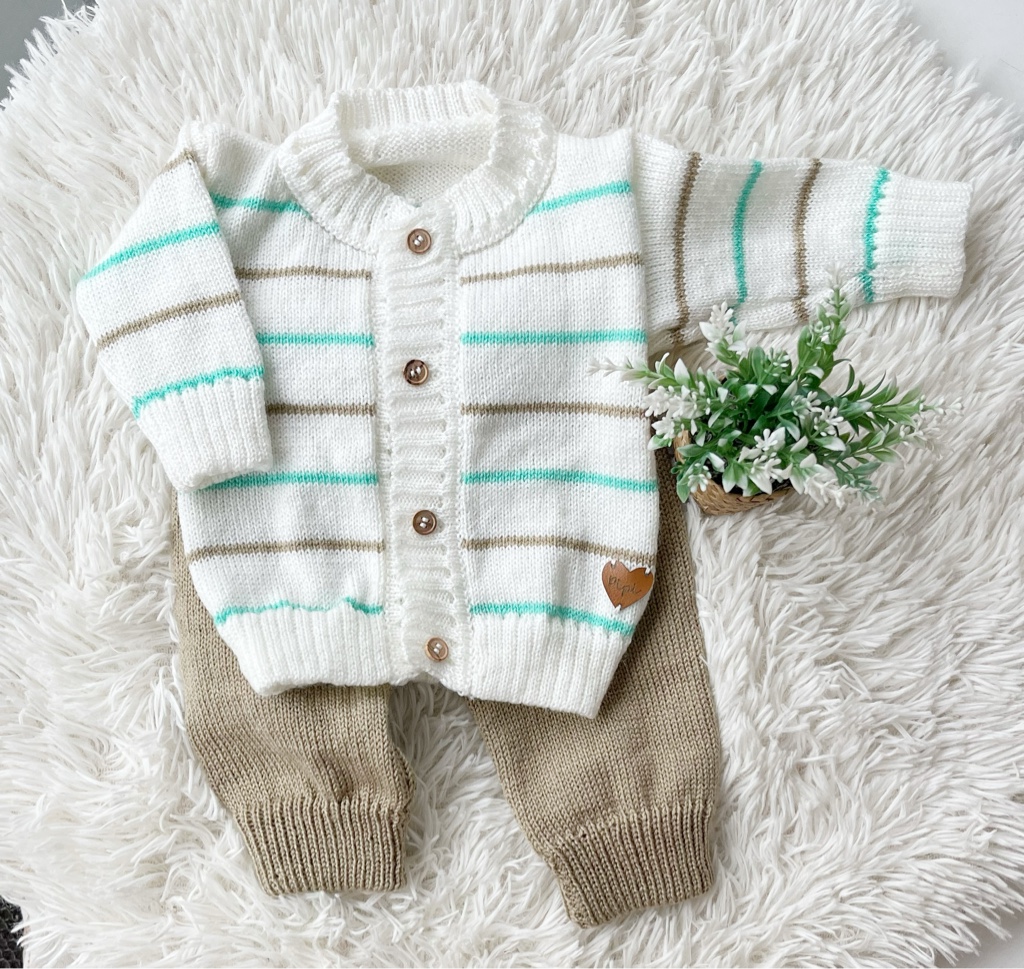 Conjunto rayas verde agua