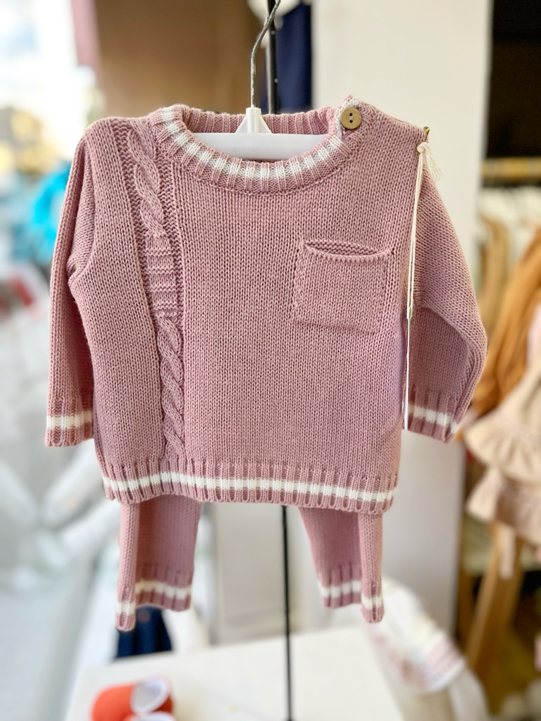 Conjunto tejido”Bolsillo” rosa viejo