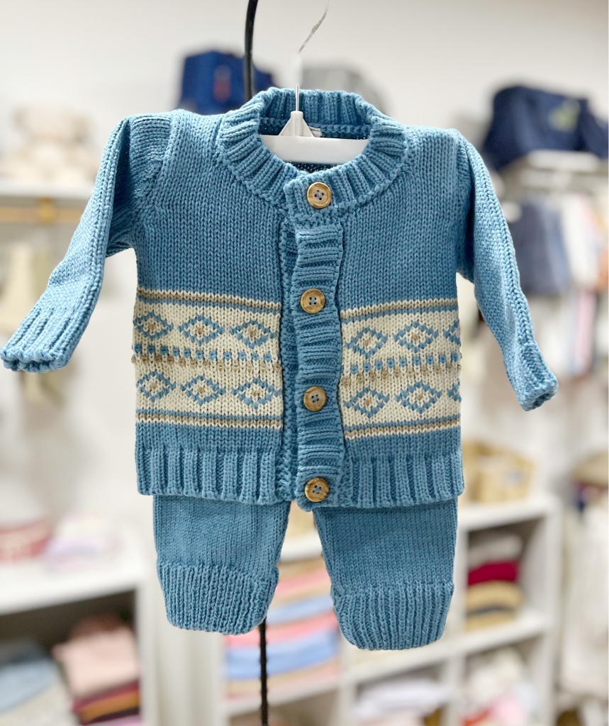 Conjunto “Rombos” celeste