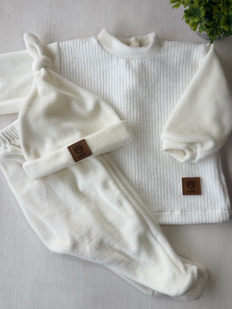 Conjunto plush texturado 3 p natural