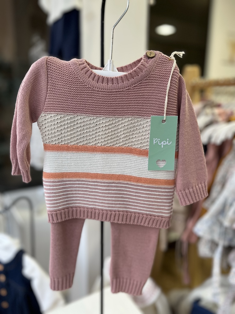 Conjunto tejido en hilo de algodón “rayas”