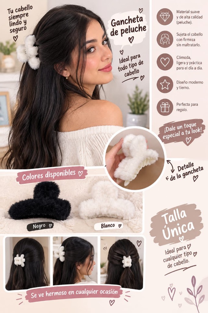 Gancheta de peluche blanca