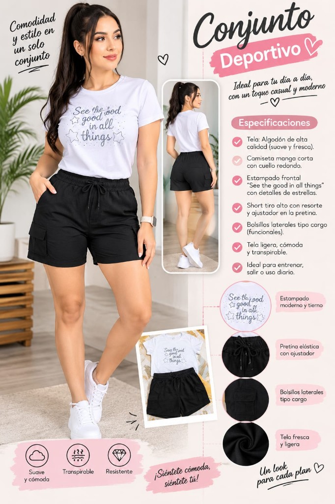 Short cargo negro