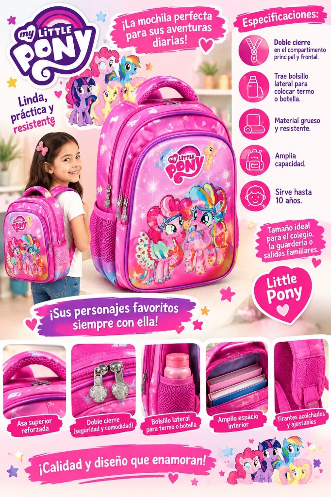 Mochila Little Pony rosa