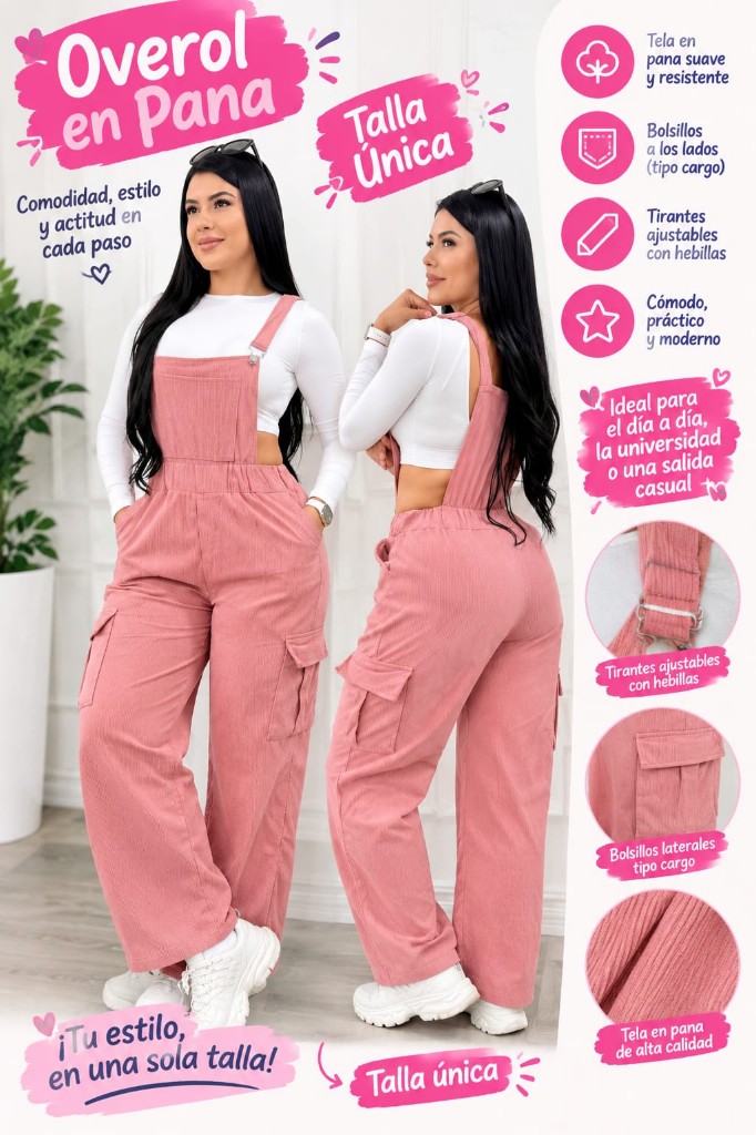 Overol rosa talla unica
