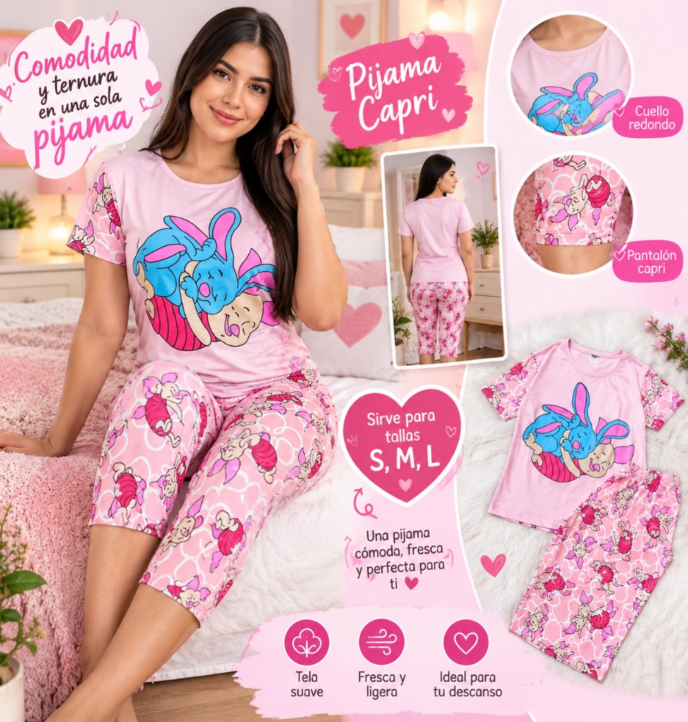 Pijama Capri rosada