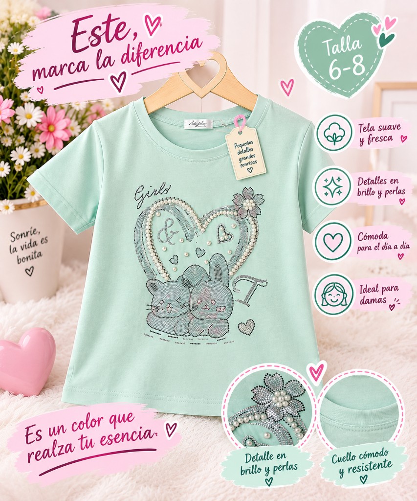 Camiseta menta niñas