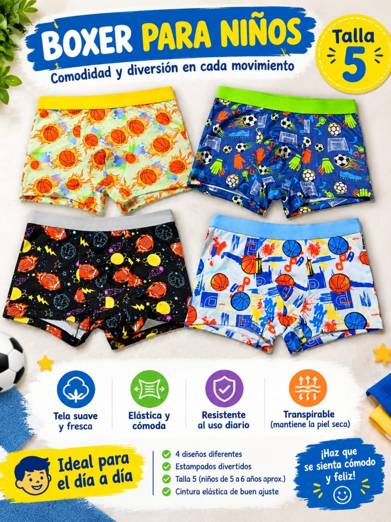 Boxer para niños talla 5