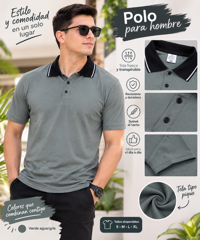 Polo gris hombre