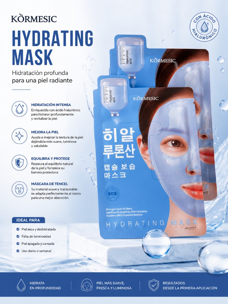 Mascarilla facial coreana absorbible skin care regenera 100% mixta