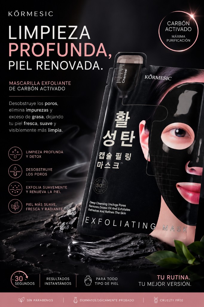 Mascarilla exfoliante de carbon activado