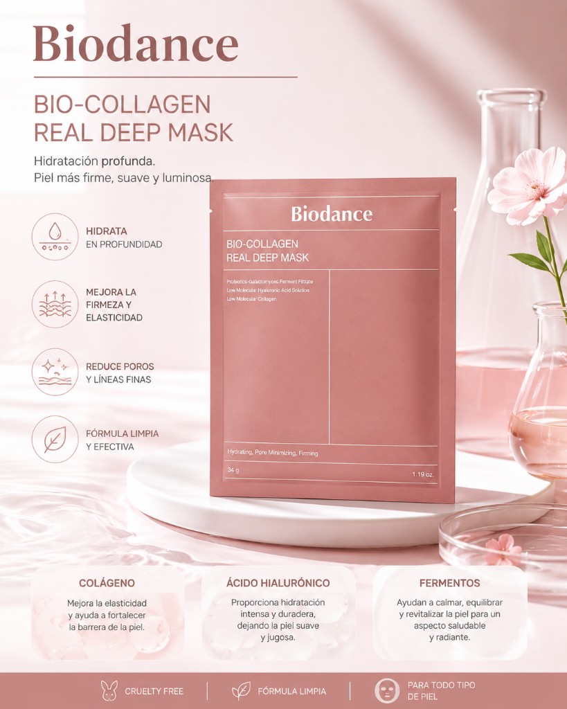Mascarilla facial biodance profunda mascara real de biología colageno 34g para todo tipo de piel
