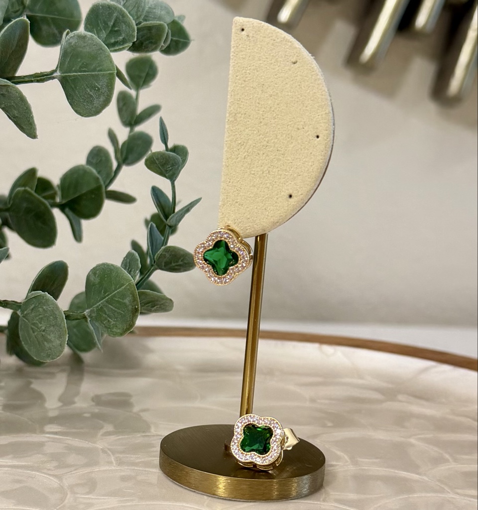 Aretes Clover Esmeralda