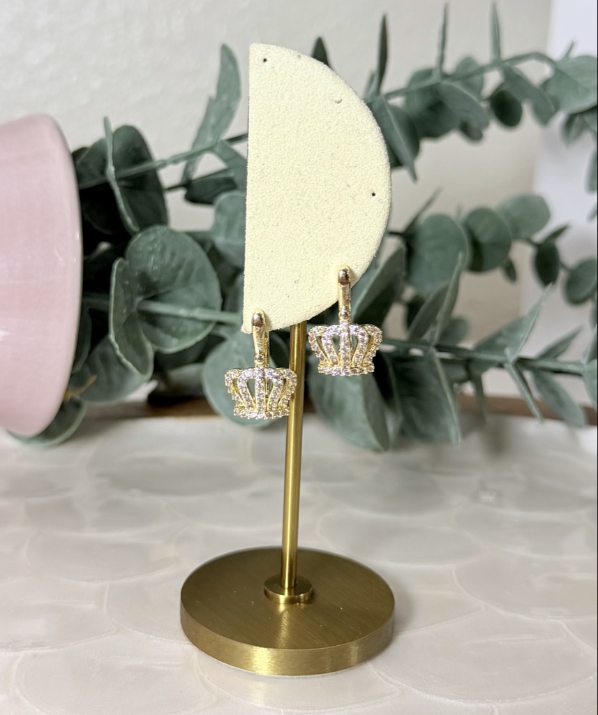 Aretes Corona Royale — Oro Laminado