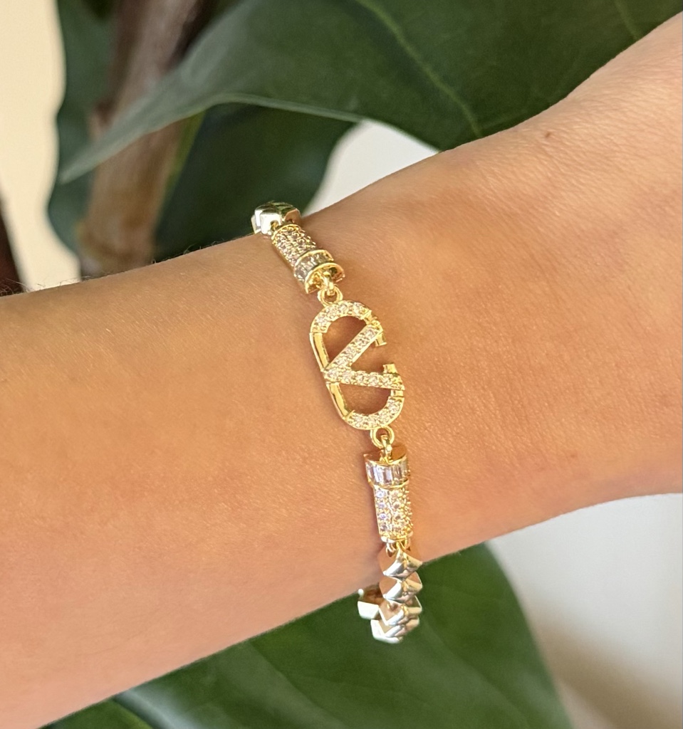 Pulsera V Crystal | Oro Laminado