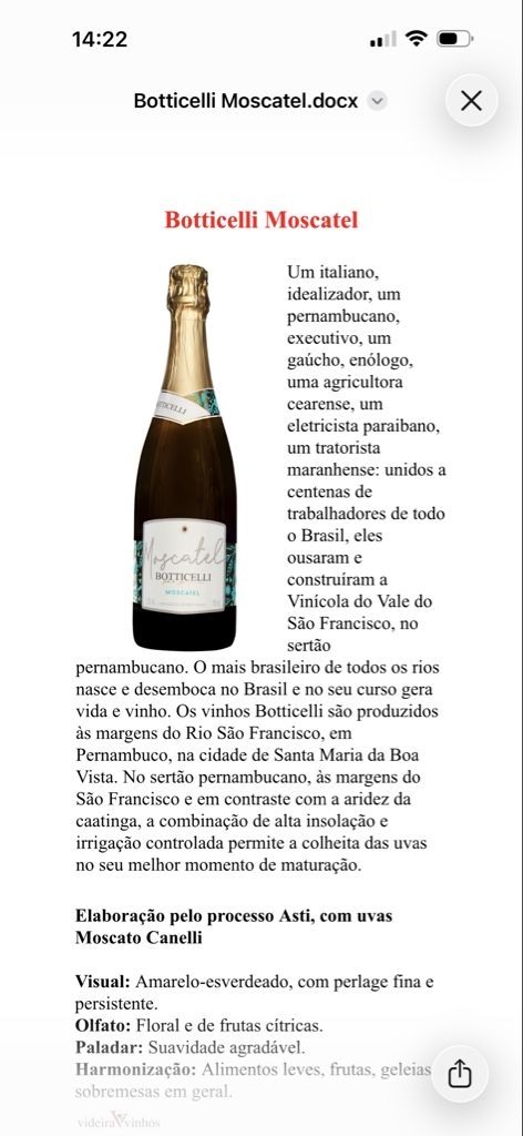 Espumante boticelli moscatel Brasil