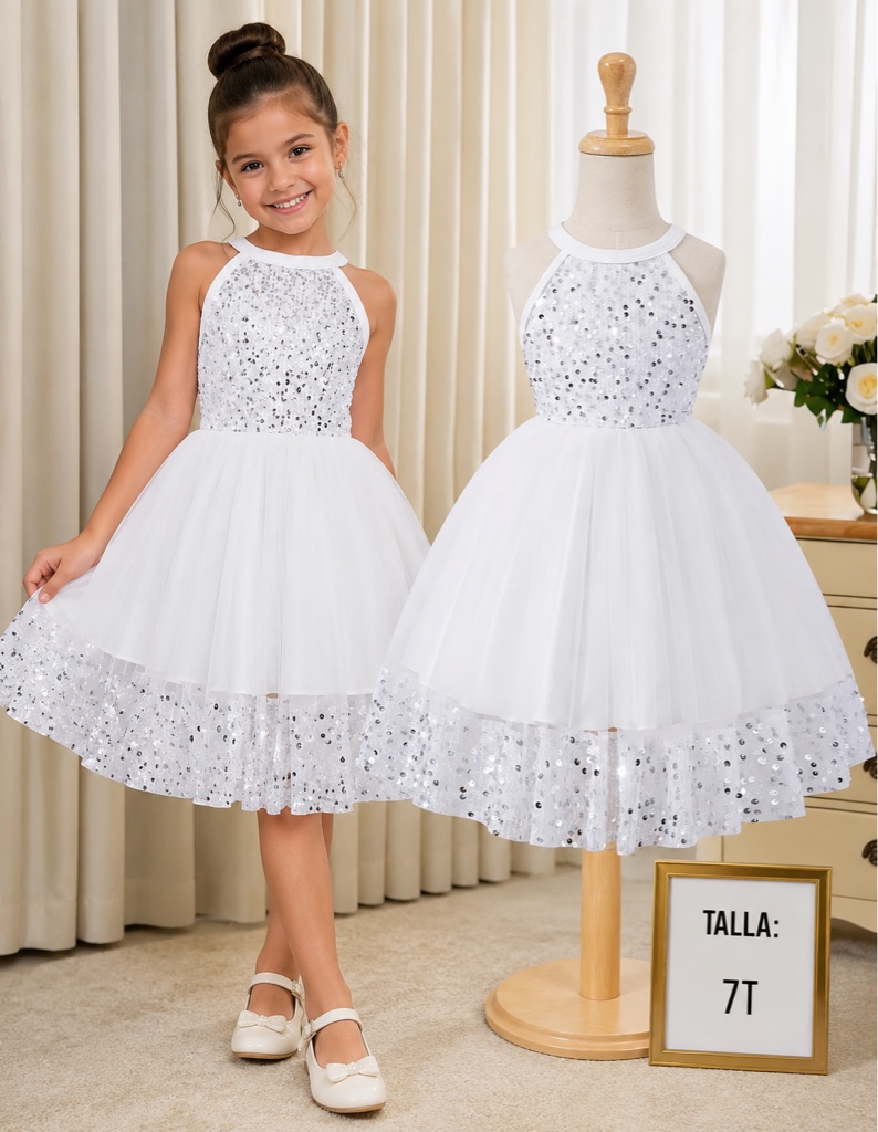 Vestido blanco infantil 7T