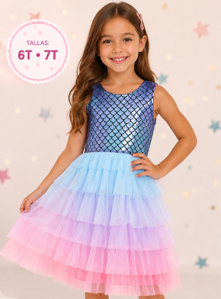 Vestido sirena multicolor 6T, 7T
