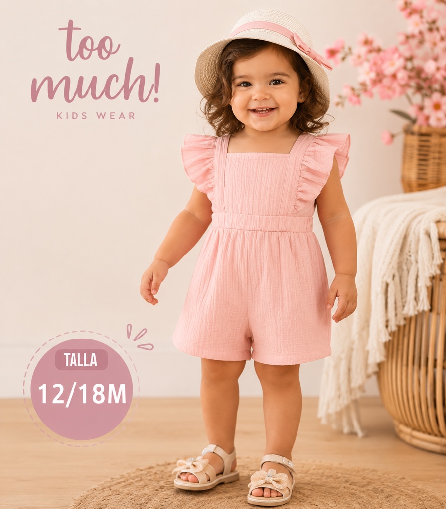 Enterizo rosa con sombrero 12/18M