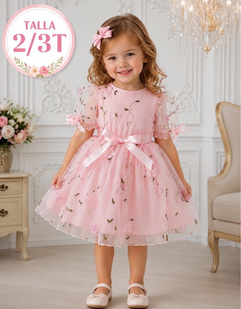 Vestido rosado floral niña 2/3T