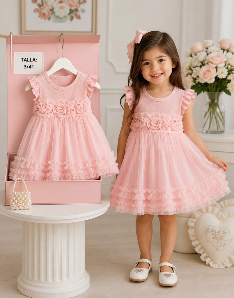 Vestido rosa niña 3/4T
