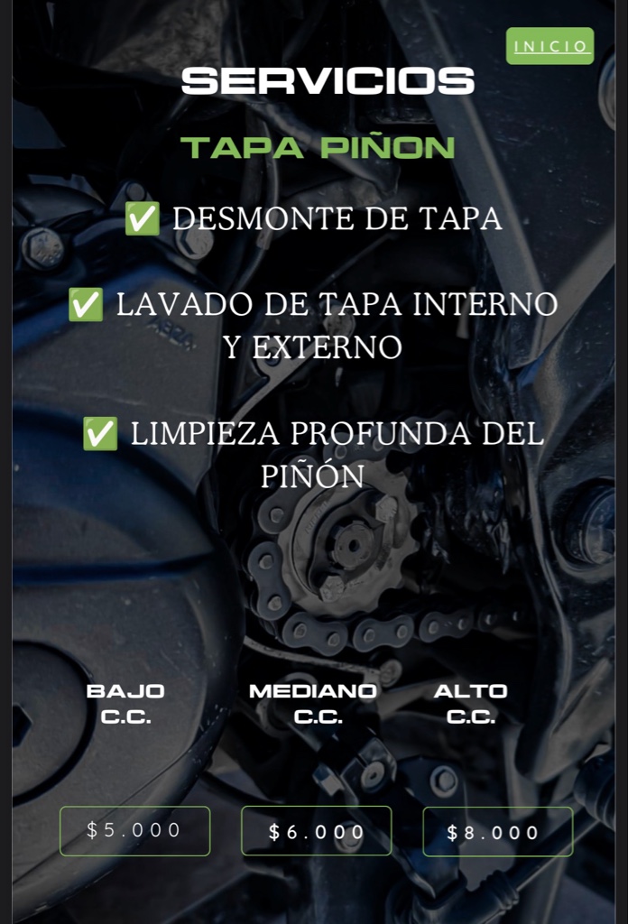 LAVADO TAPA PIÑÓN ALTO CC