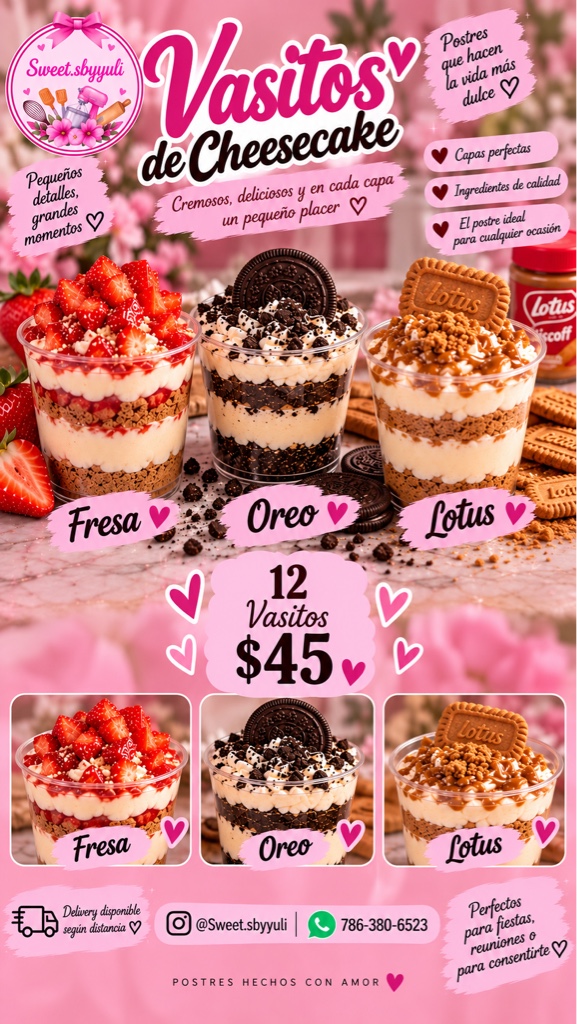 🍓 Vasitos de Cheesecake – Fresa, Oreo & Lotus