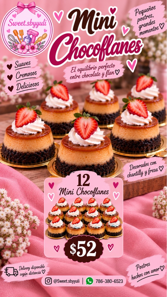 Mini Chocoflanes 🍫🍮🍓