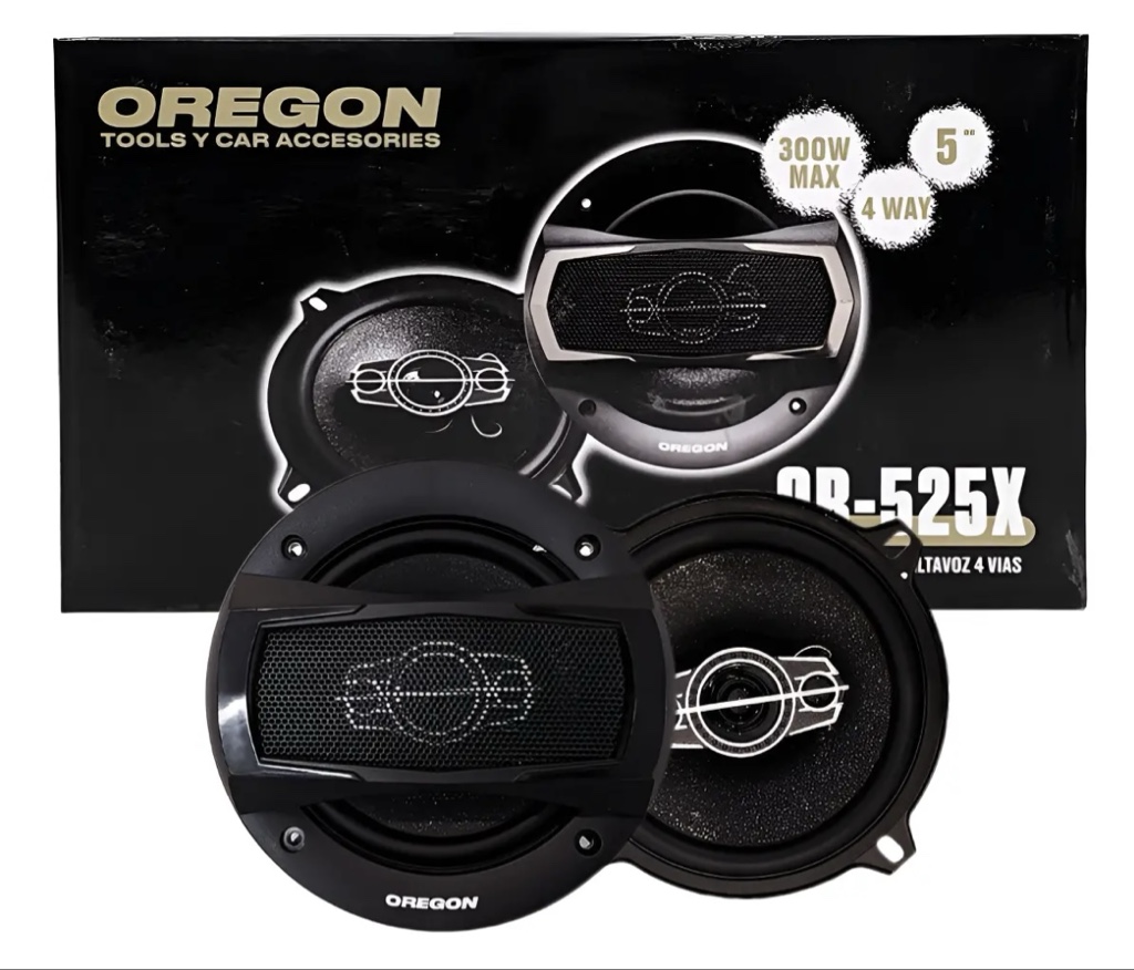 Juego De Parlantes Oregon 300 Watts Max 5 Pulgadas 4 Vias Color Negro